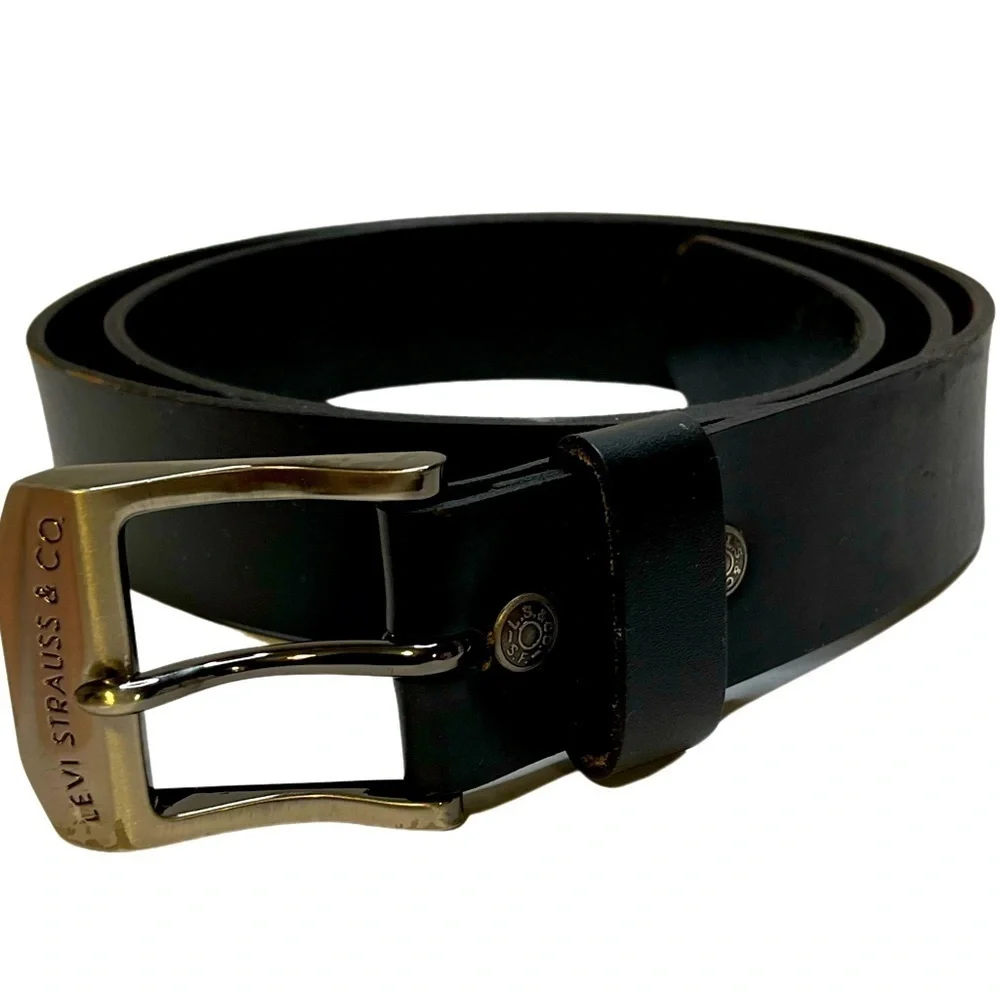 LEVI STRAUSS Genuine Leather Casual Belt Black Size 40